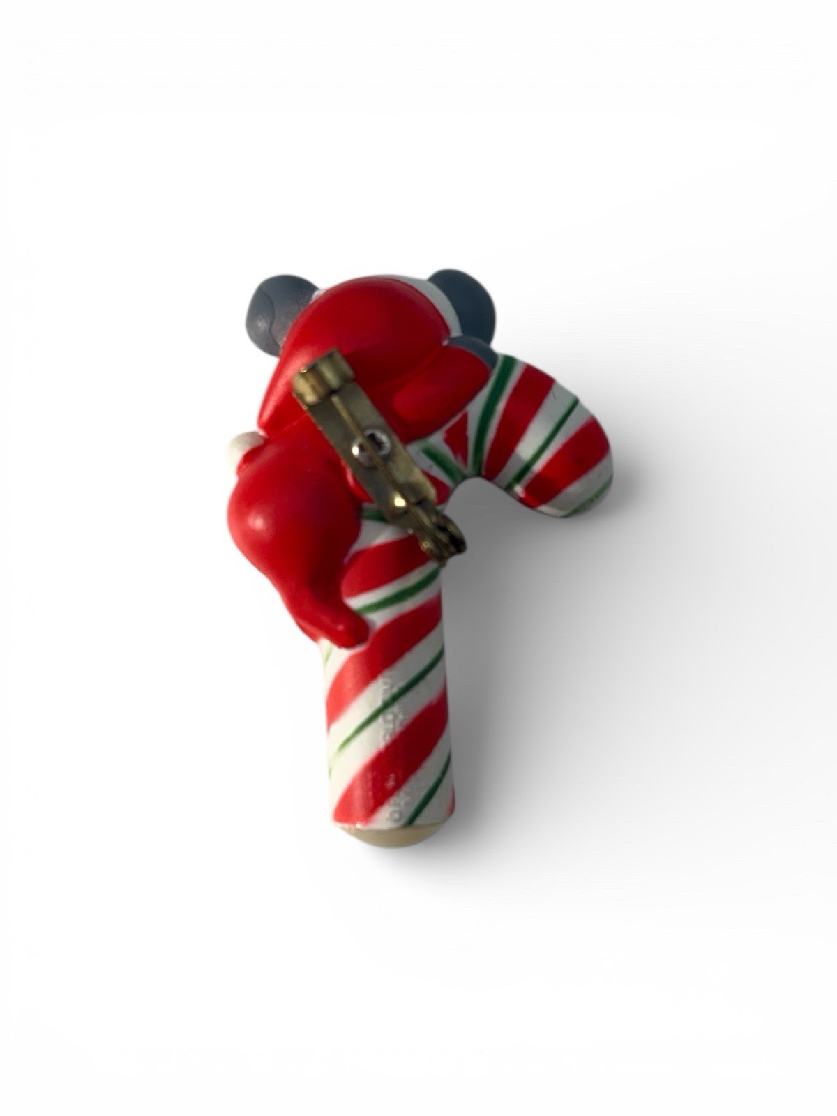 Vintage Fun World Christmas holiday Mouse on Candy Cane brooch pin