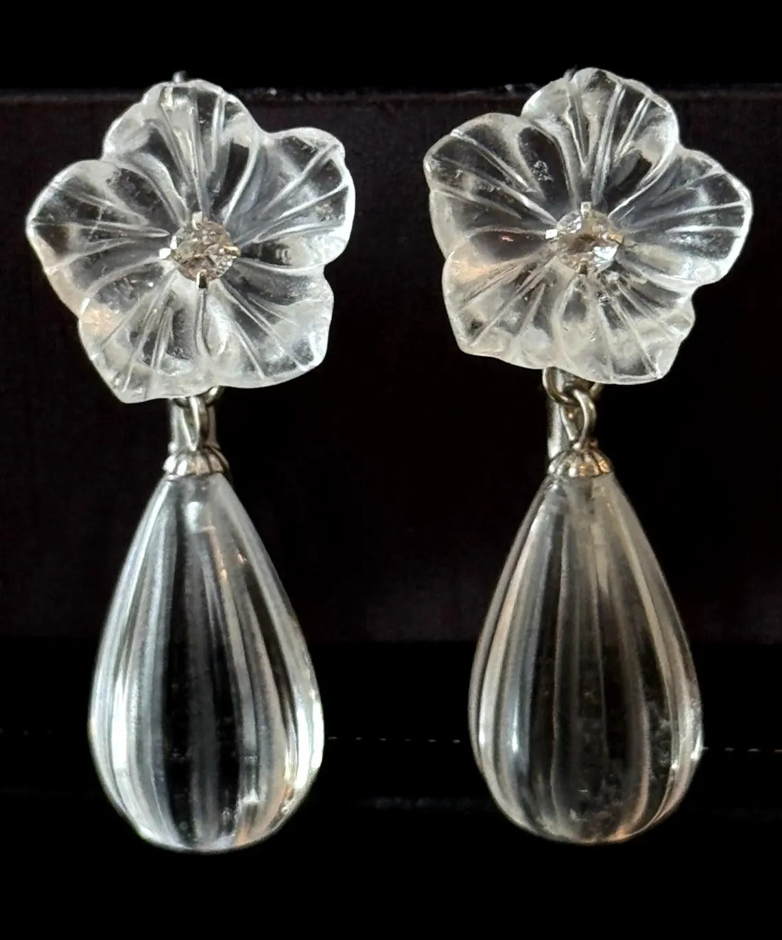 Rock crystal earrings 925 sterling silver artisan earrings