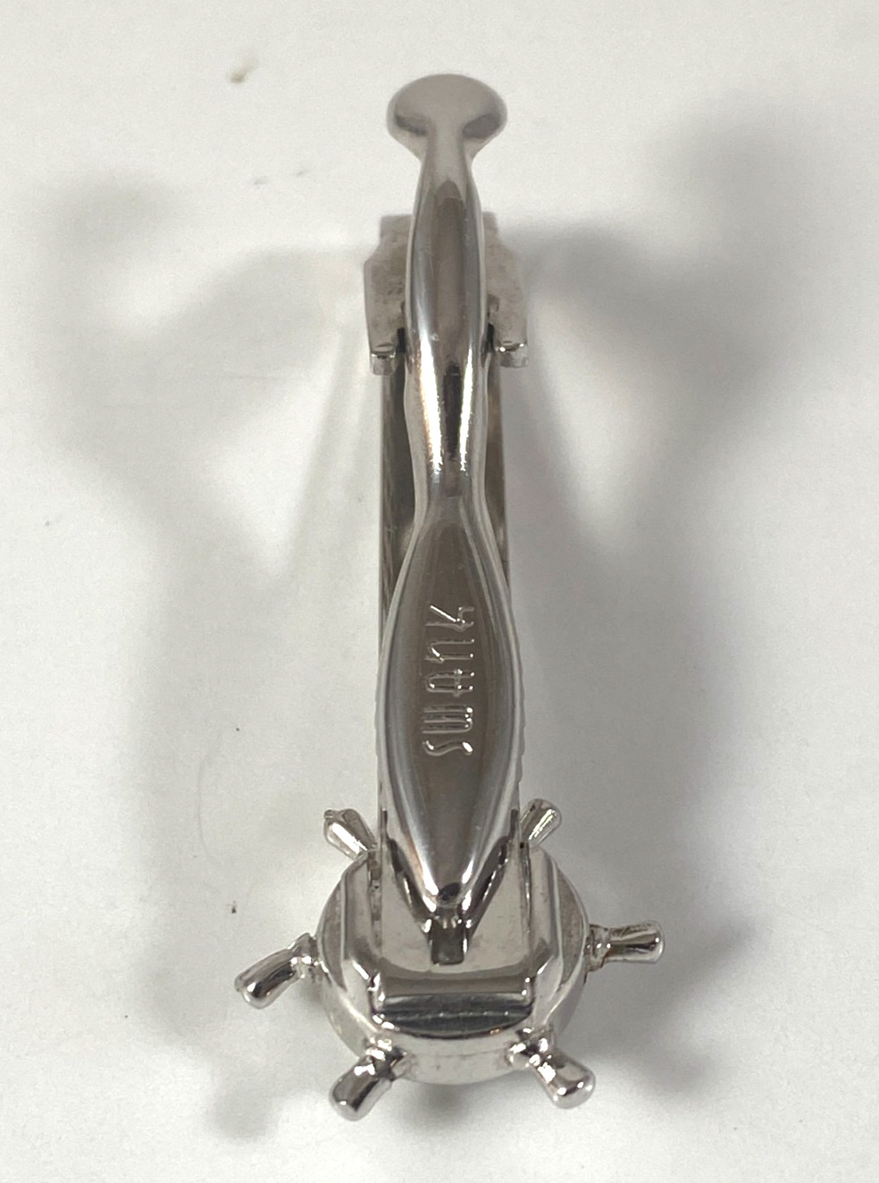 Vintage Swank Captain Wheel Compass Men’s Tie Clip Silver Tone 1950s Nautical