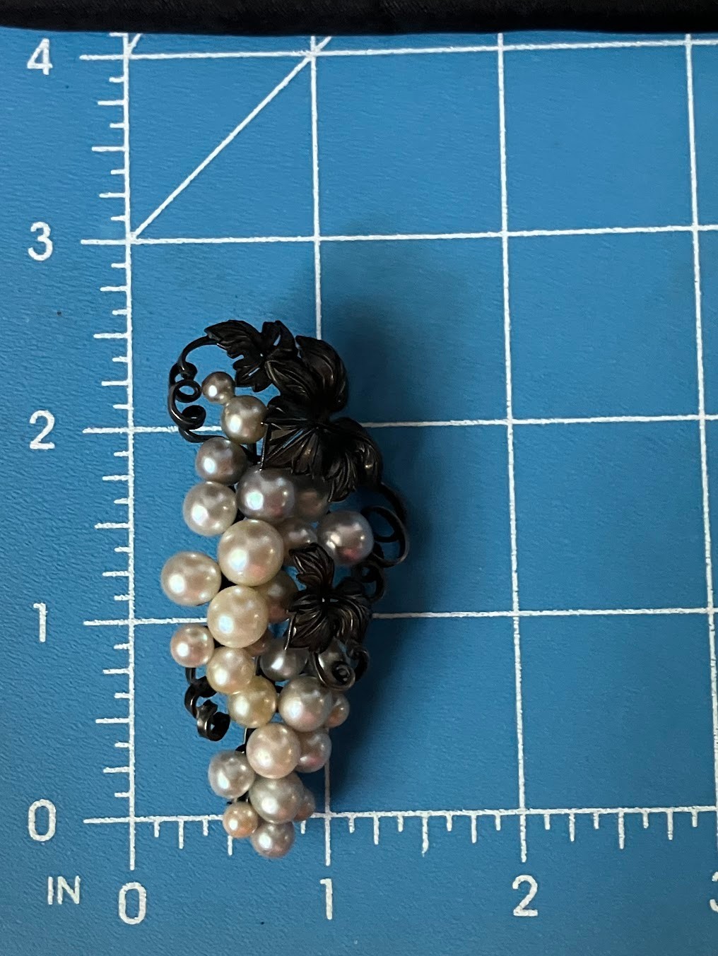 Vintage Sterling Silver Pearl Brooch 27 Multicolor Grape Vine Cluster 20g Tested