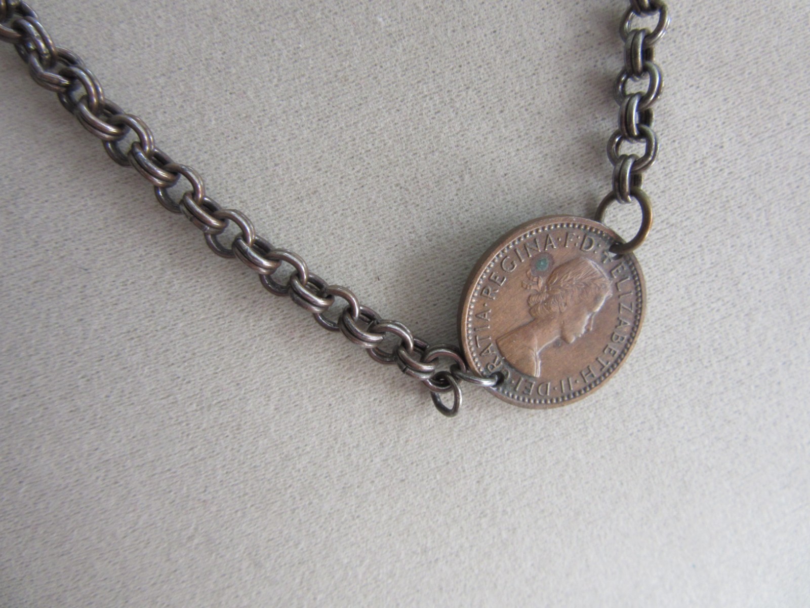 Vintage Travel 1950s Coins stations 54″ long chain necklace with 11 coins