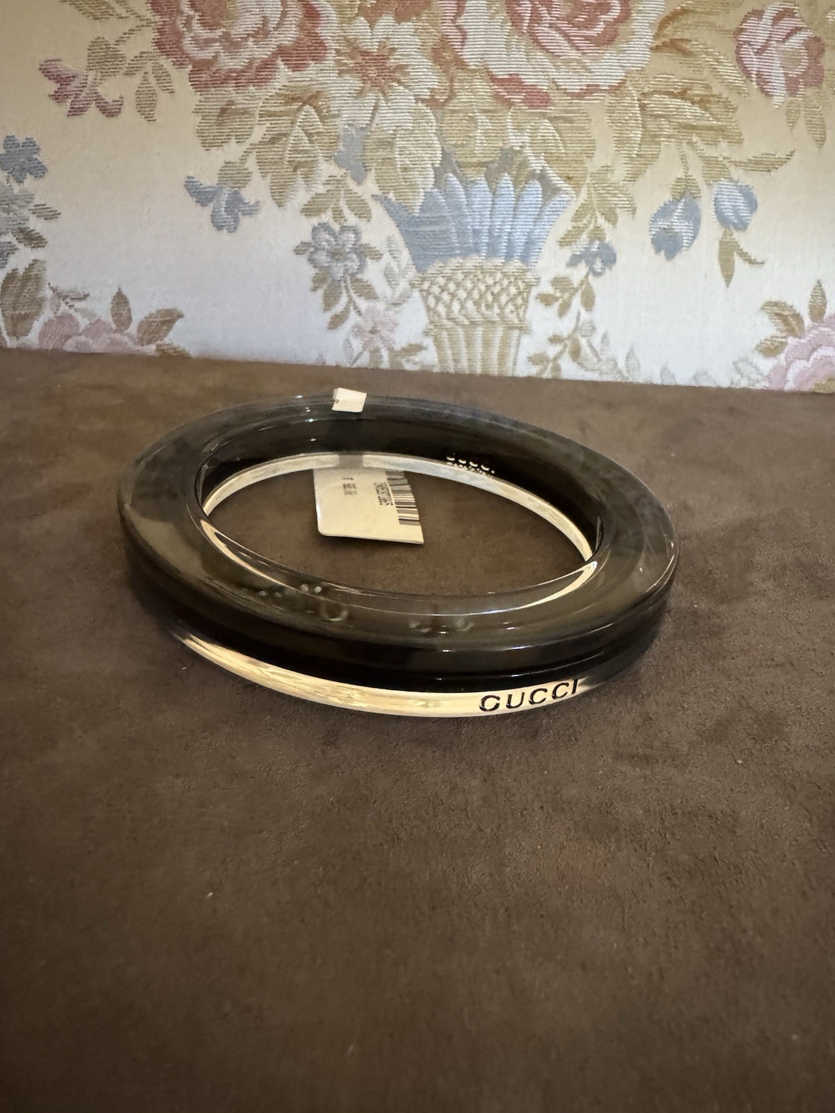 Authentic Vintage Gucci Black & Clear Lucite Bangle Bracelet New With Tags