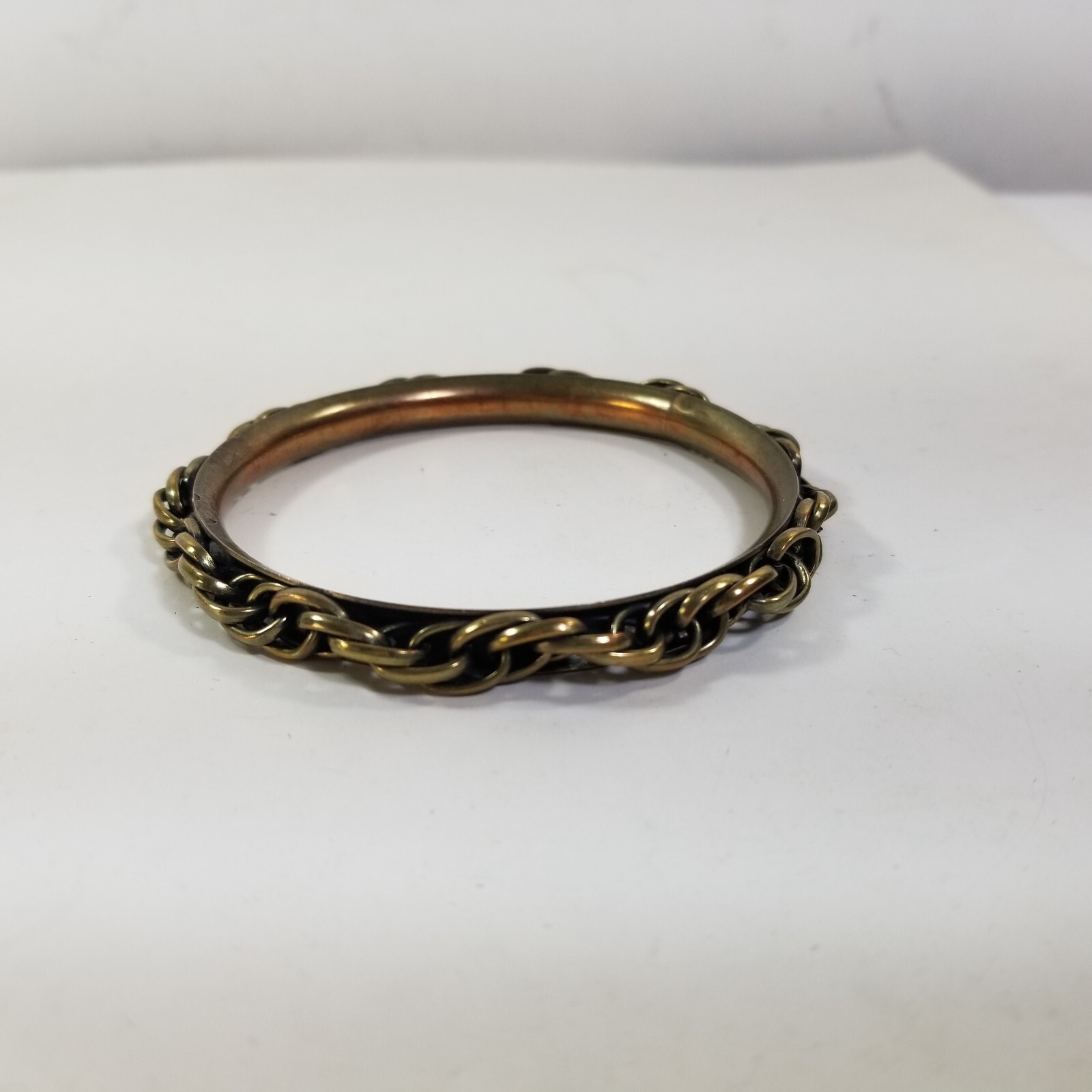 Vintage Gold Tone Solid Bracelet Bangle Copper Jewelry