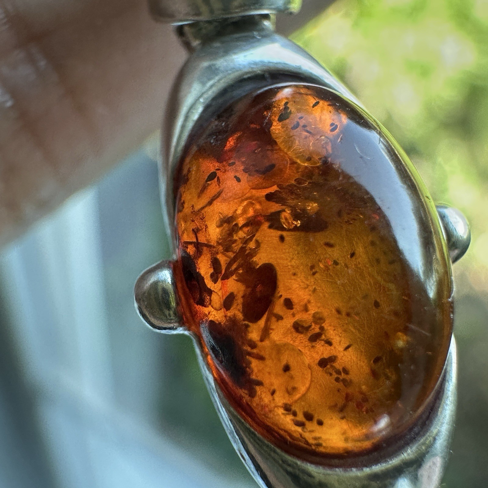 VTG Tennis Link Bracelet 7.25 inches Baltic Amber Egg Yolk 925 Sterling 14.9g