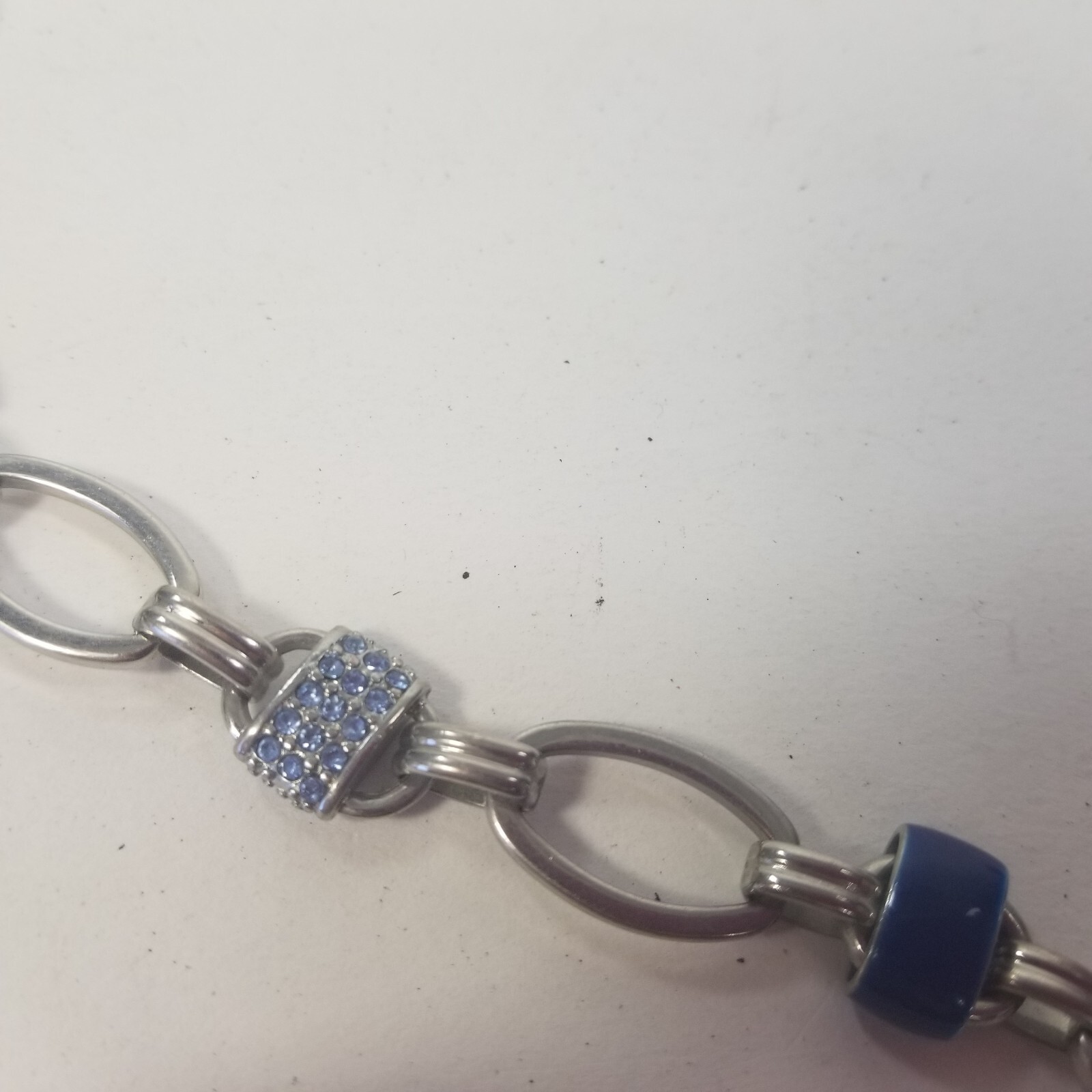 Coldwater Creek Blue Rhinestone Beaded Silver Tone Necklace
