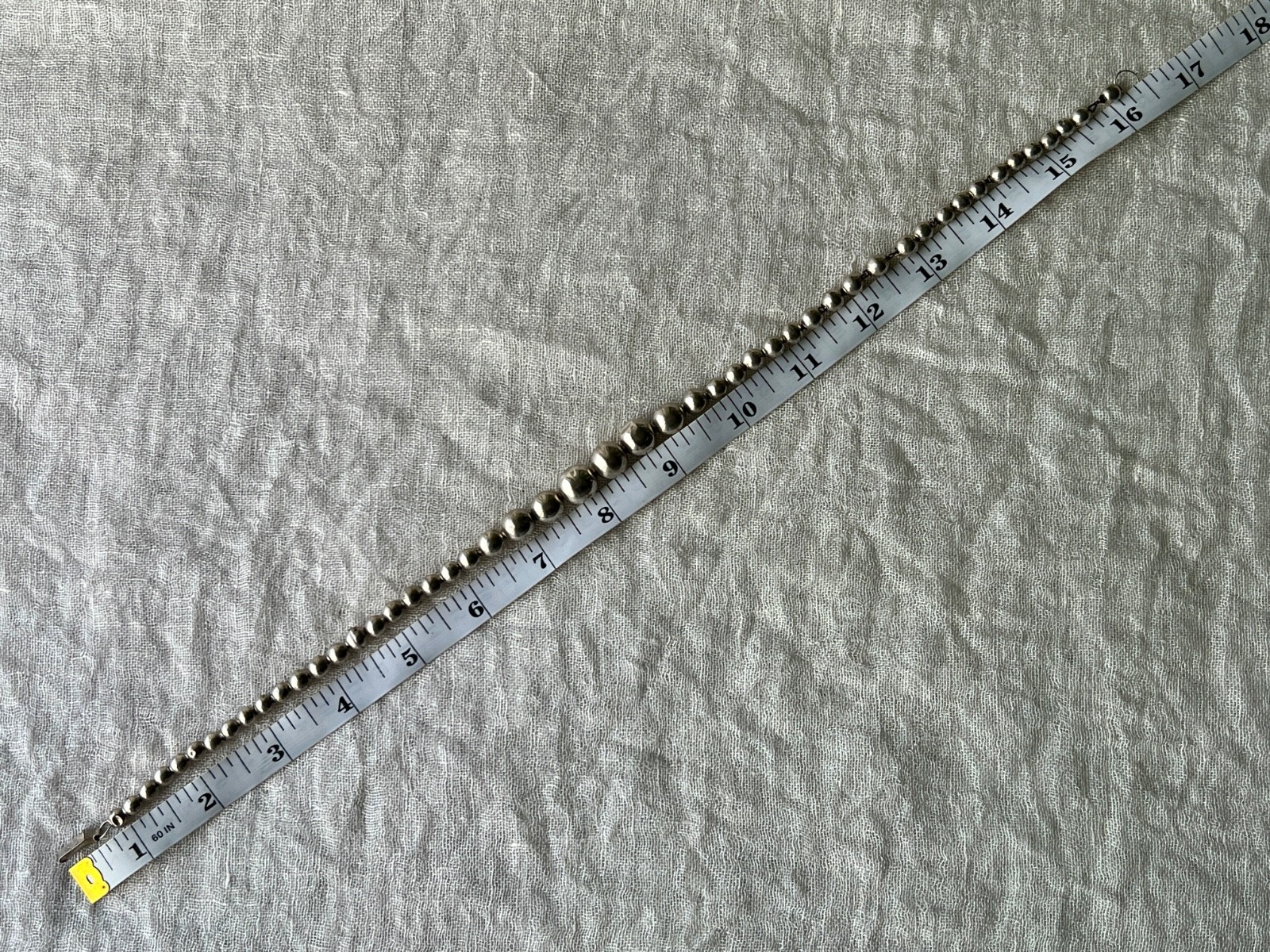 Vintage Iguala Mexico Sterling Silver Graduated Bead Necklace 925 ASA 16.5″