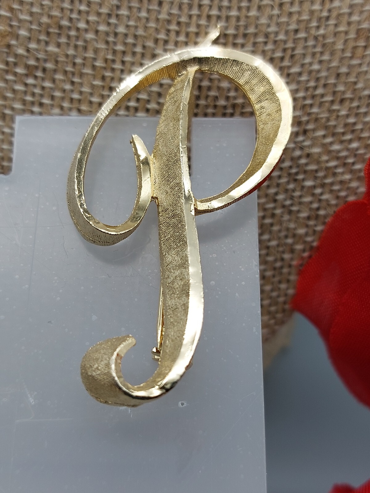 Awesome Vintage Manselle Brooch Brushed and Smooth Finish Letter “P” 2.25″