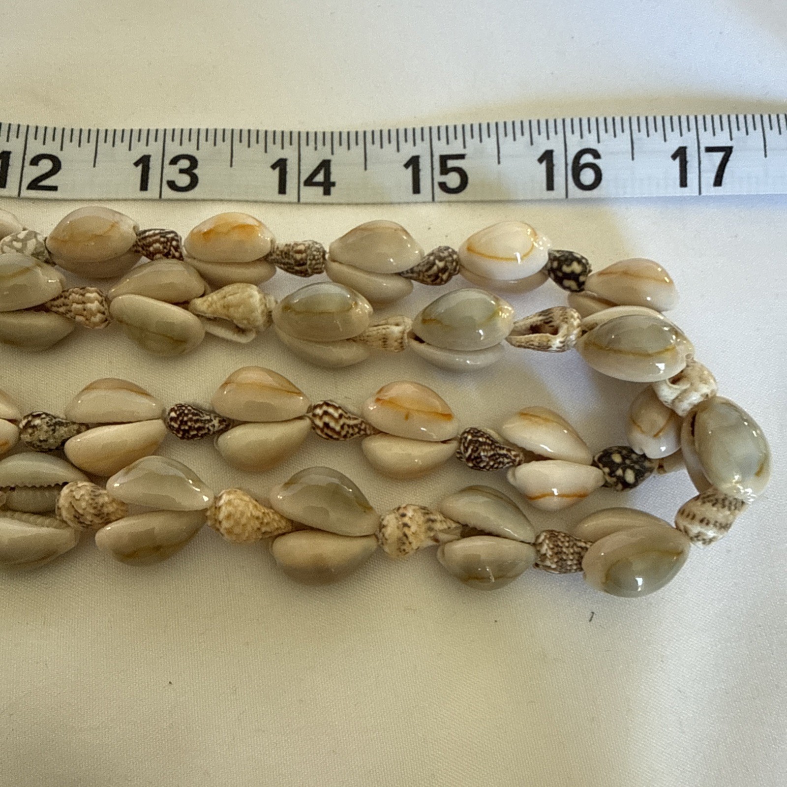 2 Vintage Cowrie Cowry Sea Shell Necklaces Beige White Gray Set Natural Jewlery