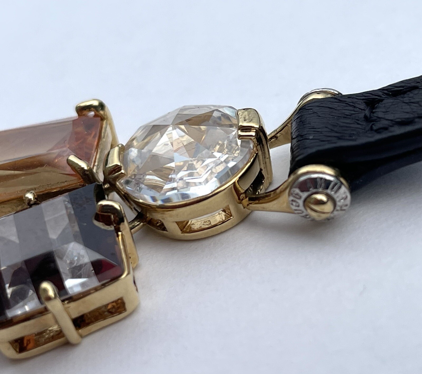 Vintage Bracelet Henri Bendel Gorgeous Stones w Leather Strap