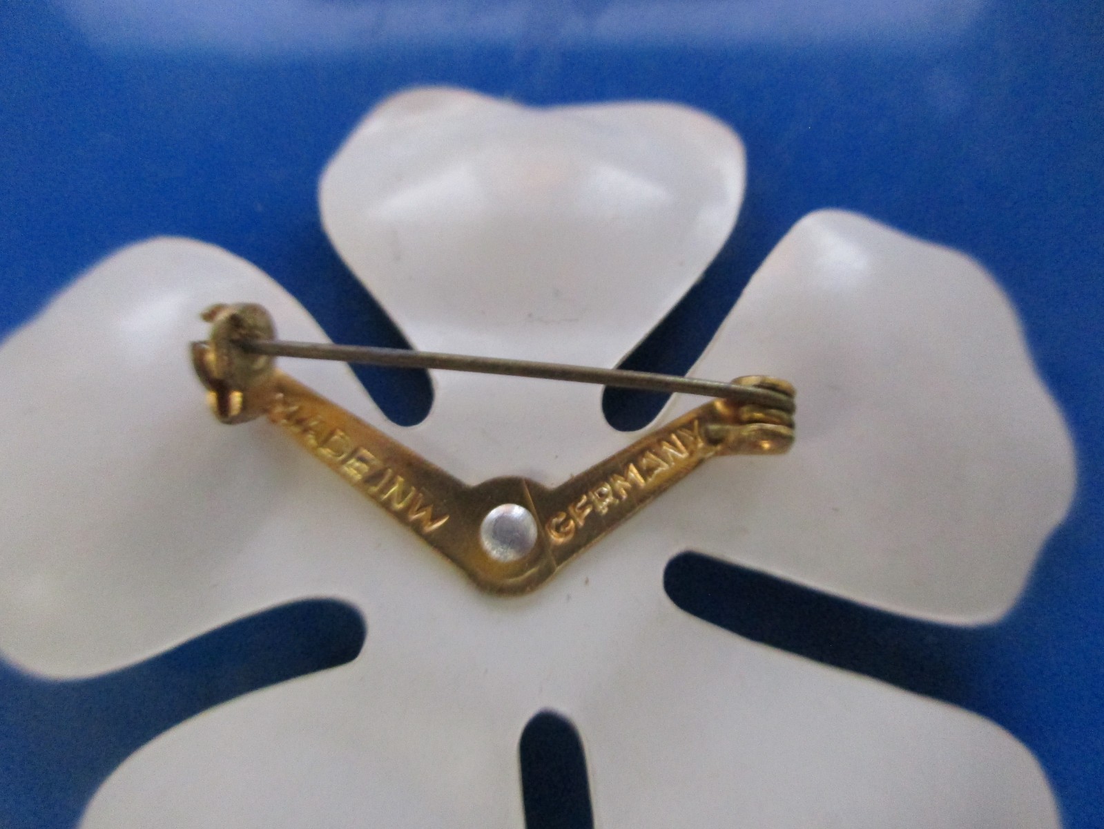 Vintage Yellow Enamel Finish w/Black Polka Dots Calico Flower Brooch – W Germany