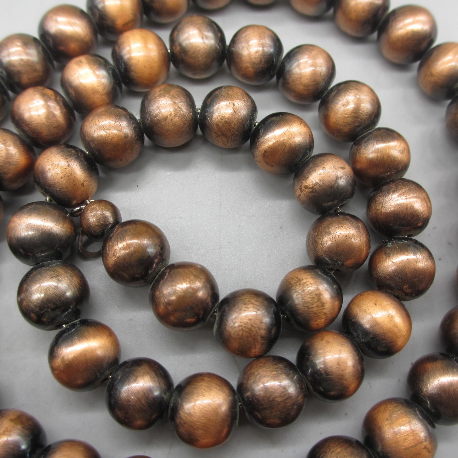 Vintage Beaded Necklace Copper Tone Ombre Metallic Look 23 Inch