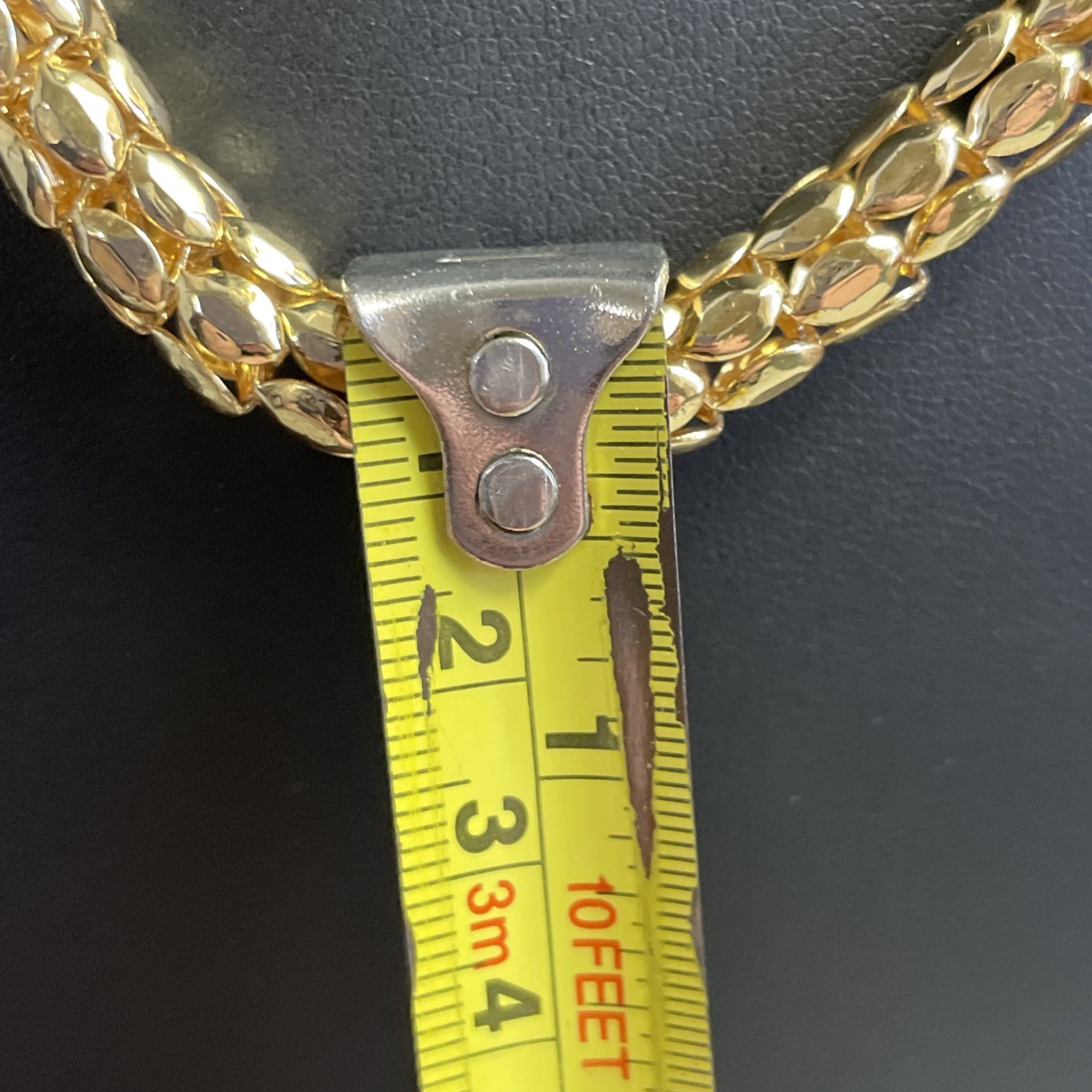 Vintage Chunky Chain Necklace Spiga Wheat Box Chain Gold Tone Magnetic Closure