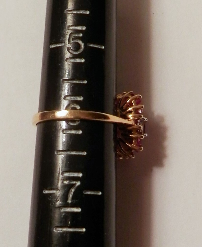 Beautiful Samuel Aaron Red Ruby & Diamond Accent 14K Yellow Gold Ring 6