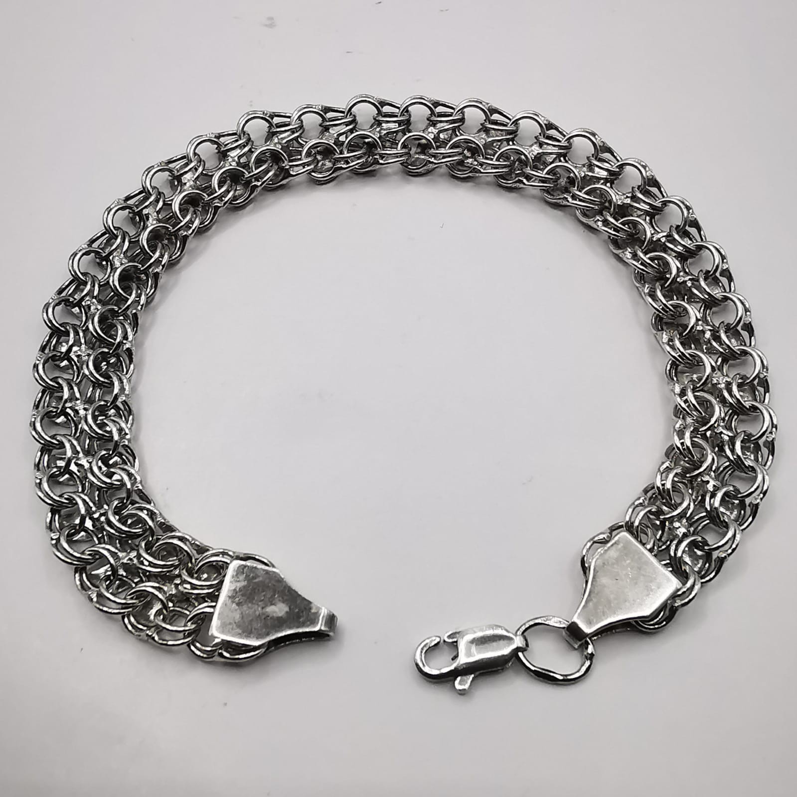 Vintage 925 Sterling Silver Bracelet 18.39g Handmade 7.28 Inches 1cm Wide