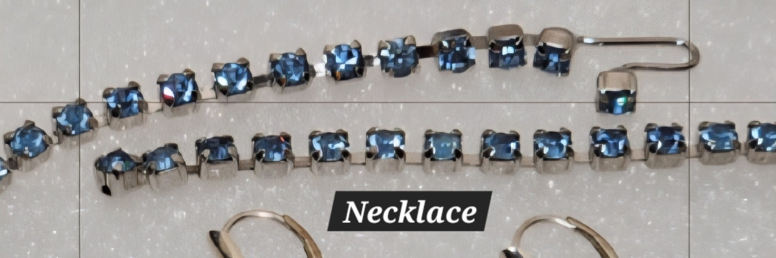 1950s Blue Rhinestone Jewelry Set Blue Rhinestone Necklace Earrings Bracelet