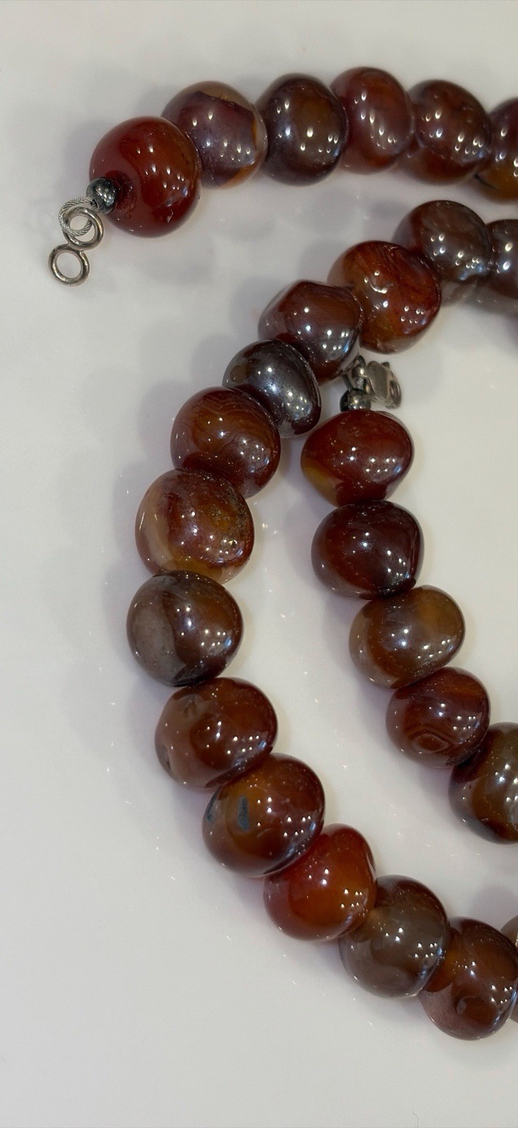 Gorgeous vintage agate necklace Rich Dark Colors OOAK Different Round Shaped