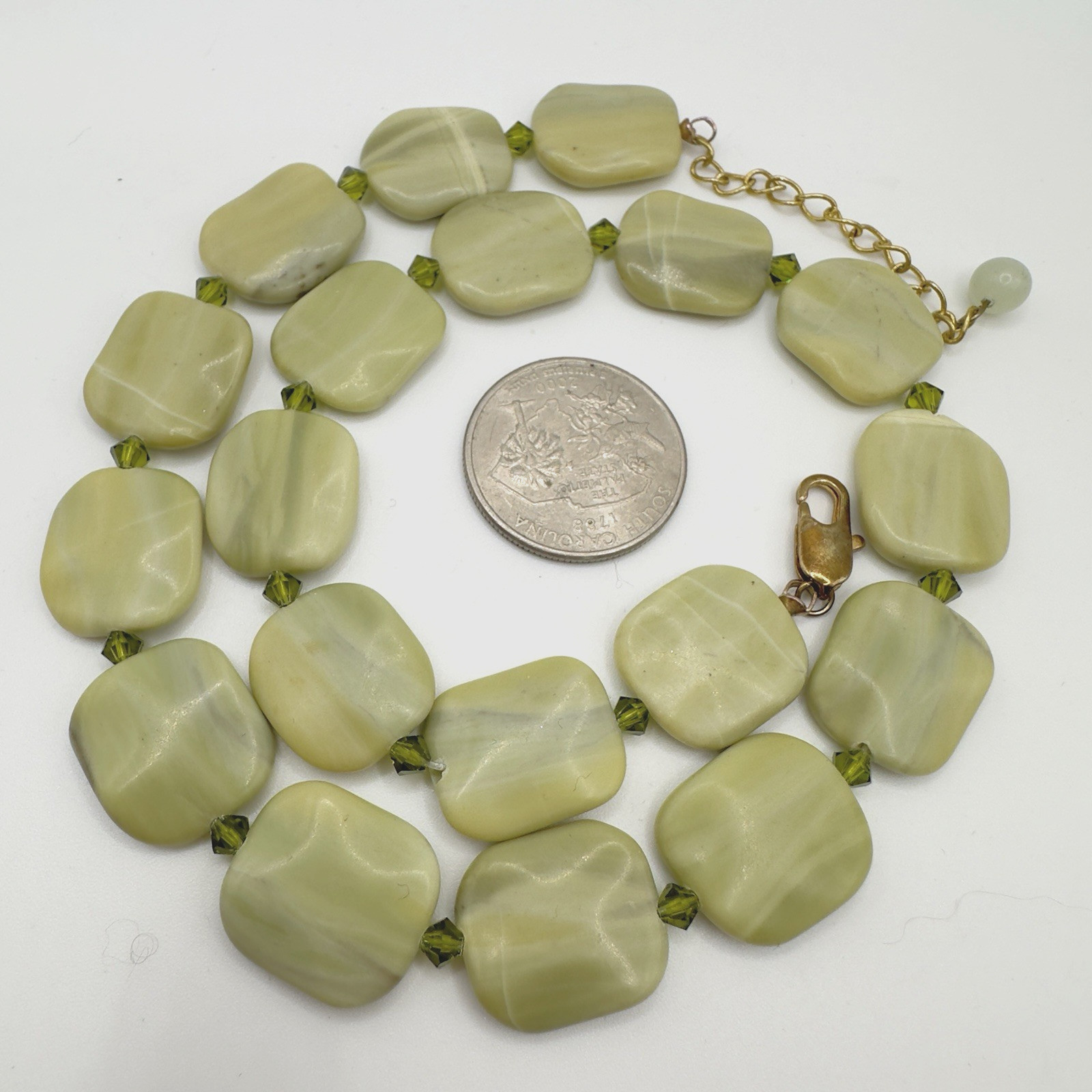 Vintage Artisan Jasper Necklace Choker Modern Boho Earthy Modern Butter Green