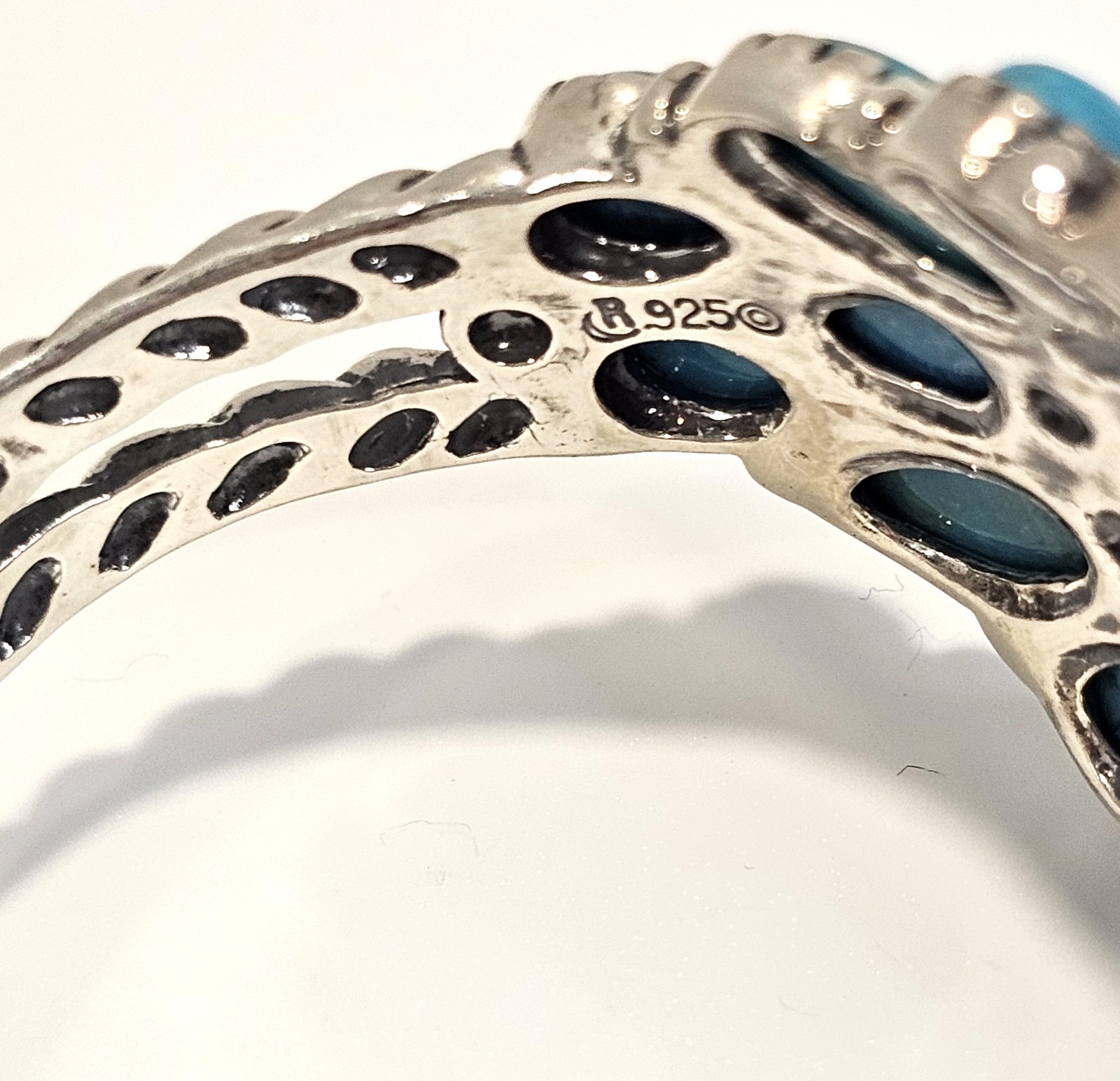 Carolyn Pollack sterling silver turquoise cluster cuff bracelet Relios signed