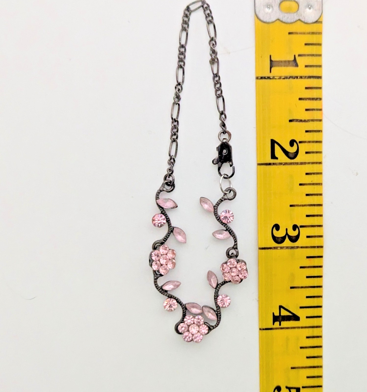 Vintage Stylish/Bold Bracelet w/ sparkling Pink Accents in ‘Gunmetal’ Dark tone