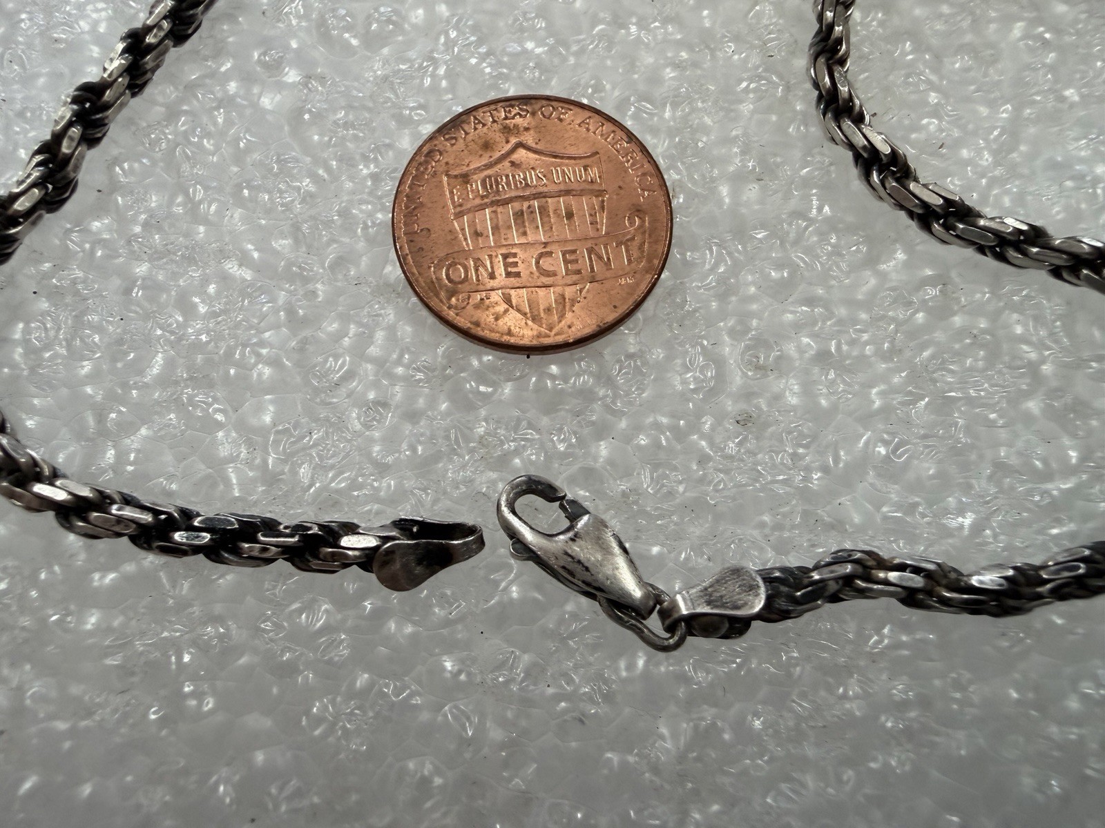 21.4g .925 Silver Vintage made in Italy Rope Med Lock Crimp 24Inch Necklace