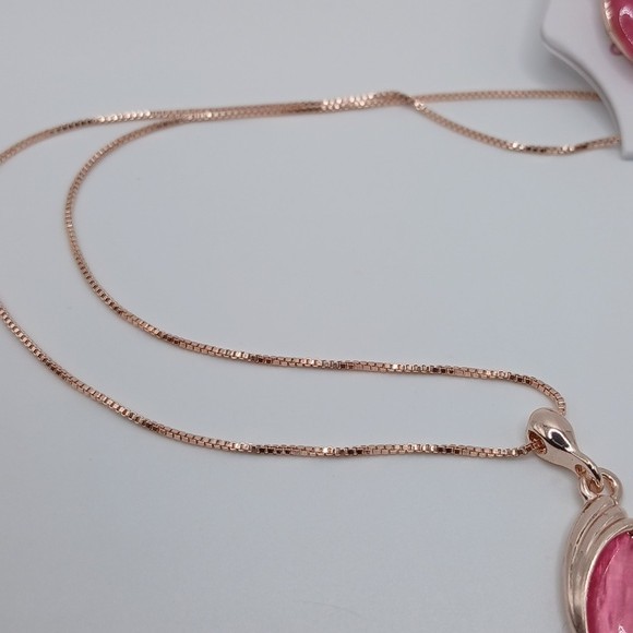 Elegant Deep Pink Opal Necklace Earring Set