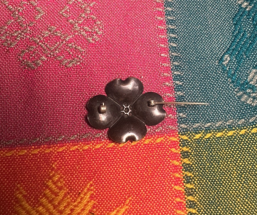 Vintage Dogwood Flower Brooch Signed New England Glass Works