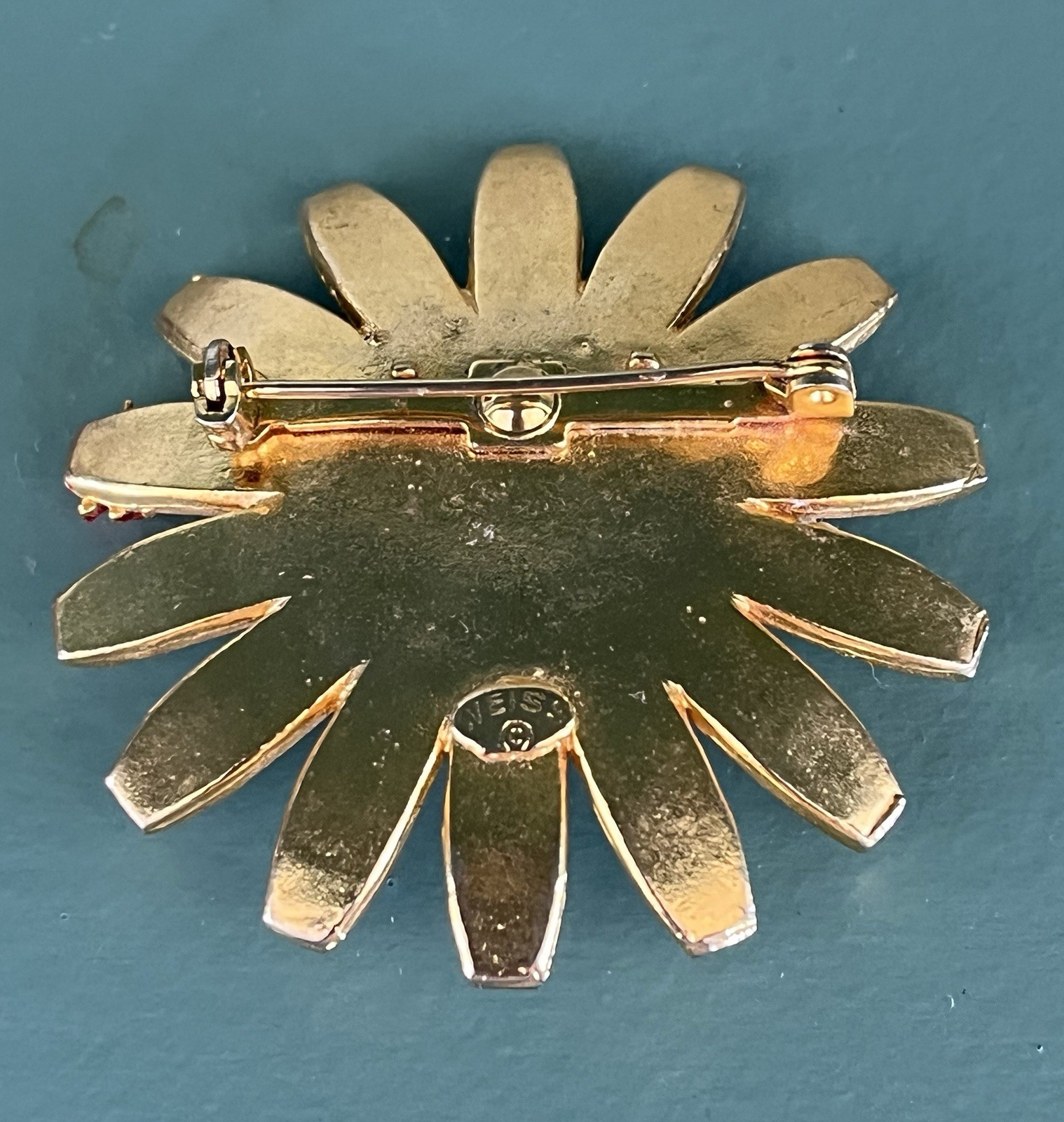 Vintage Signed Weiss Ladybug on Daisy Brooch 1960’s Almost 2″Diameter