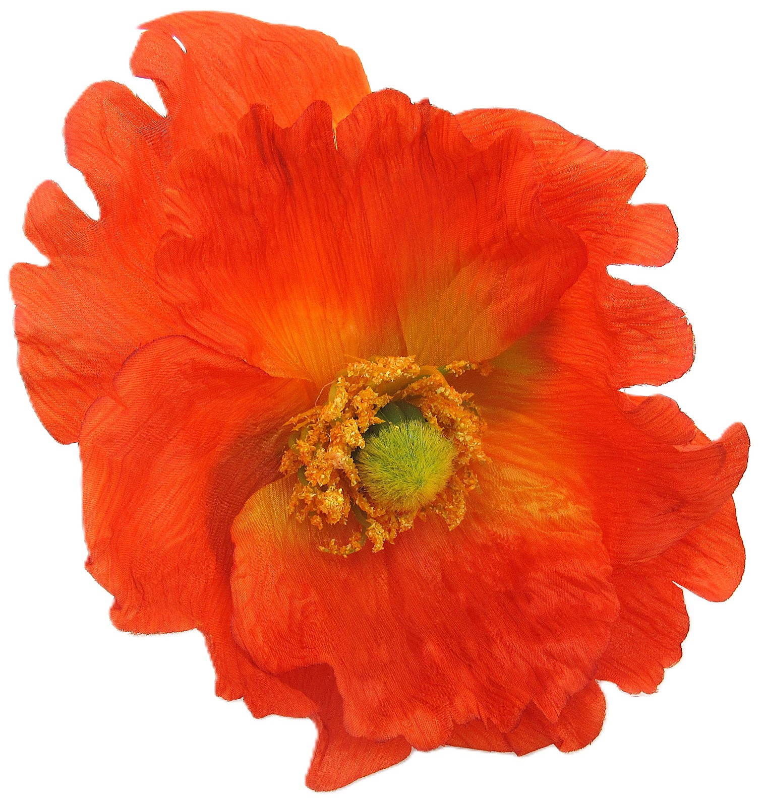 Extra Large 6 inch Tropical Orange Poppy Silk Flower Brooch Pinh