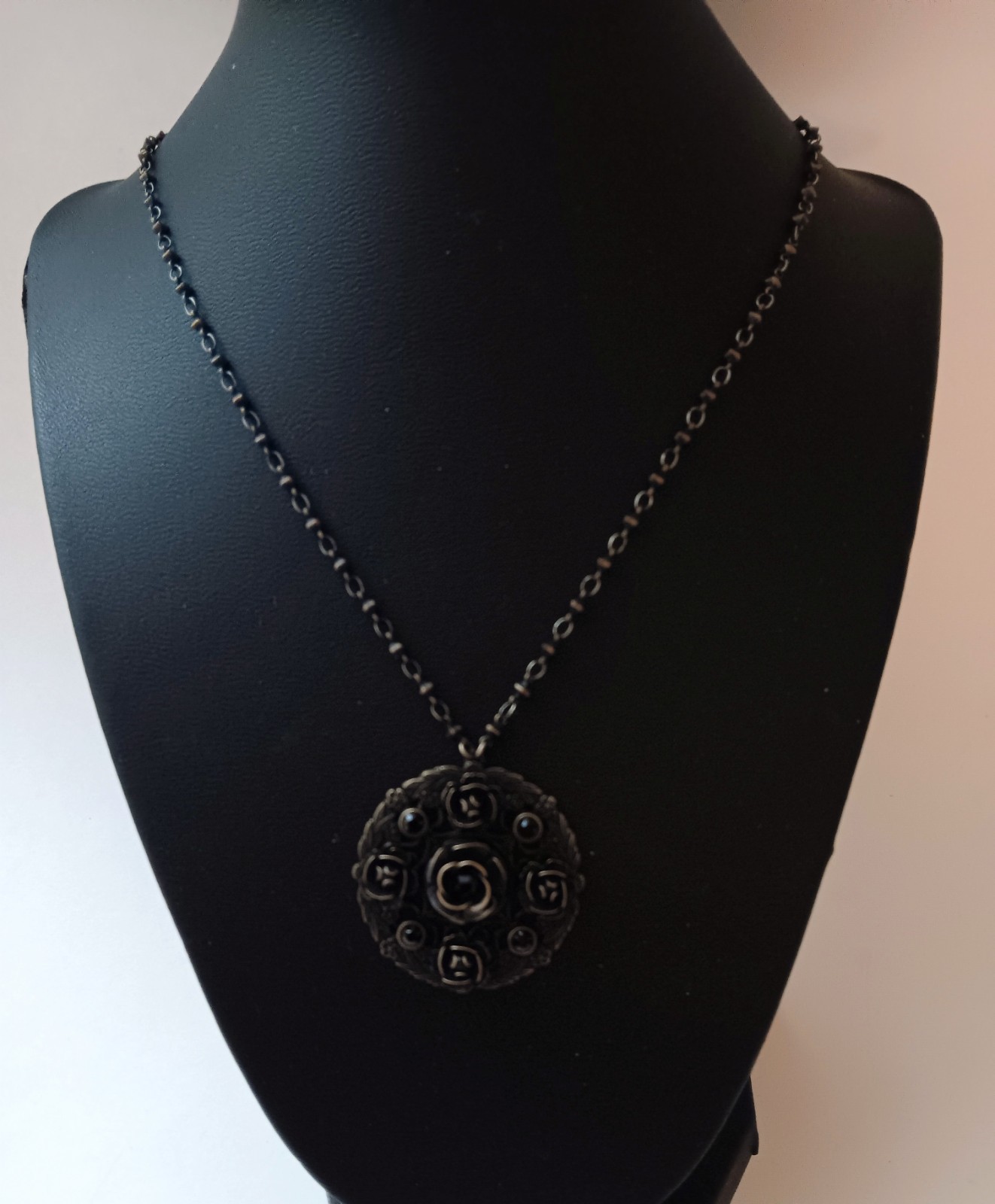 Vtg Art Nouveau Lizpaiacios Incredible Bronze Dimensional Pendant Necklace 18″