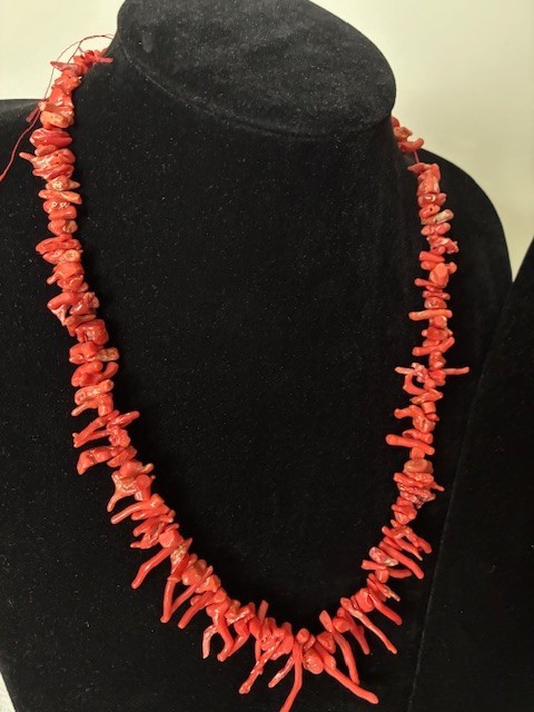 Salmon Color Graduated Branch Coral (2) Strands (no clasp) total weight 72gm
