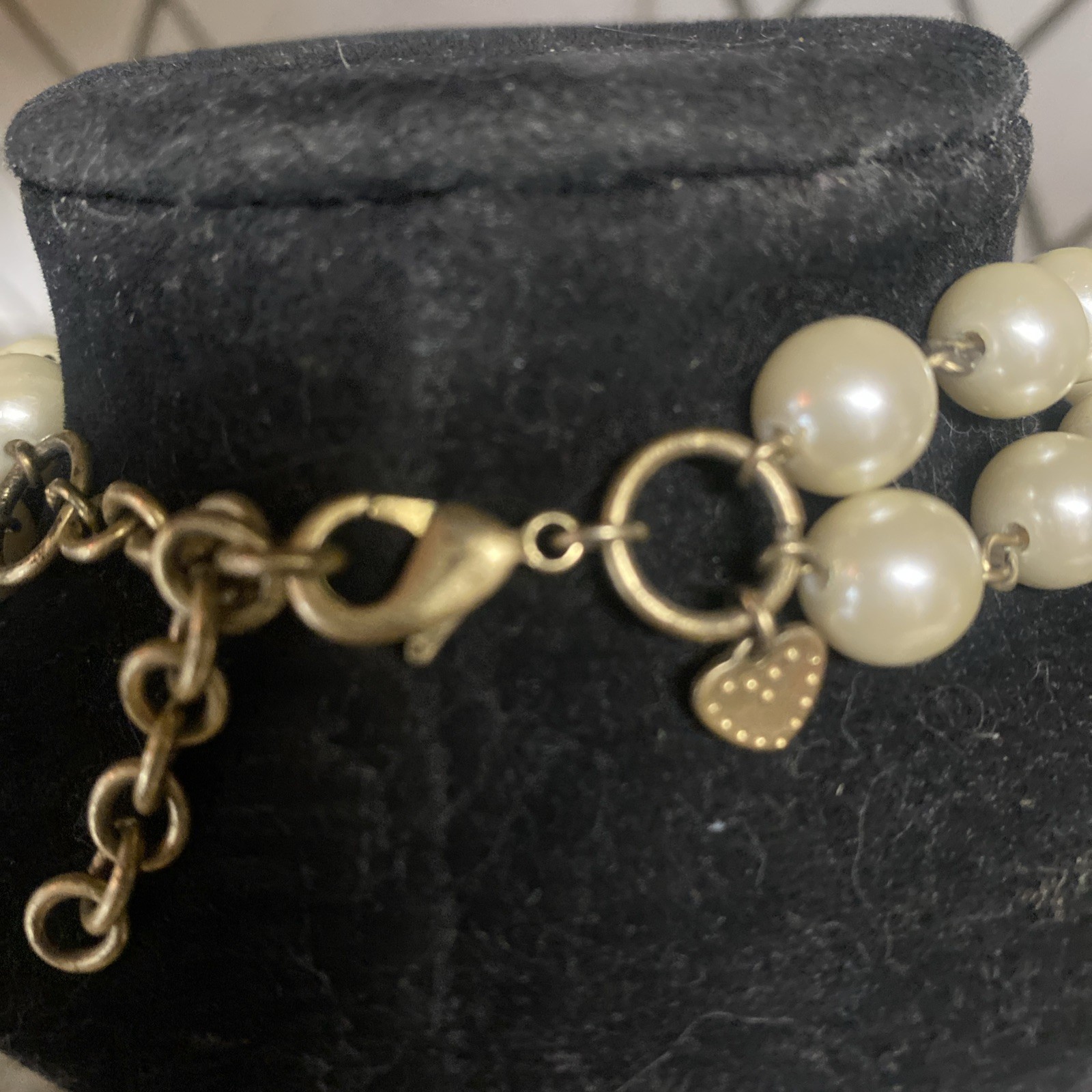 Stella And Dot Sophia White Champagne Faux Pearl Bib Choker Necklace 15-18”