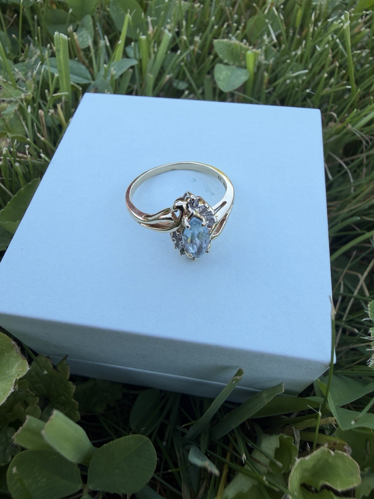 Vintage 14k Gold Ring With Aquamarine Stone Size 6.5