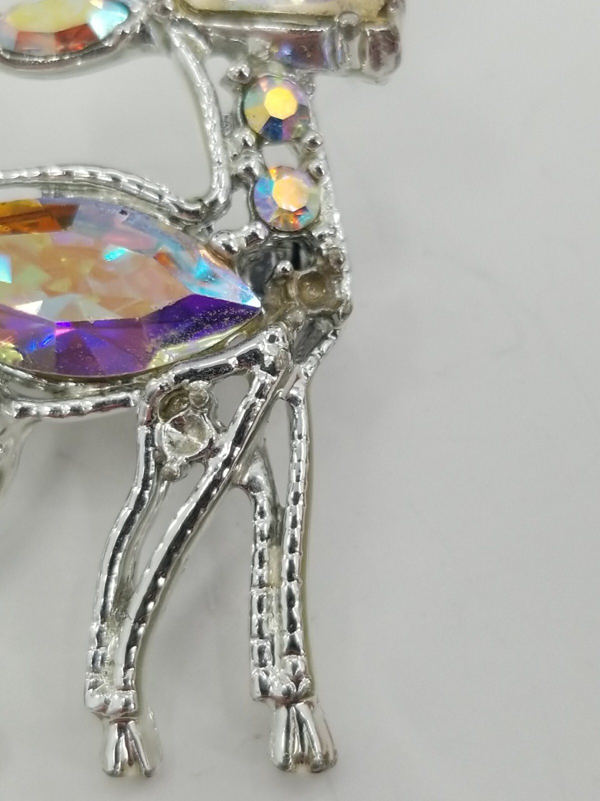 Christmas Reindeer Rhinestone Brooch Pin. See Description Below.