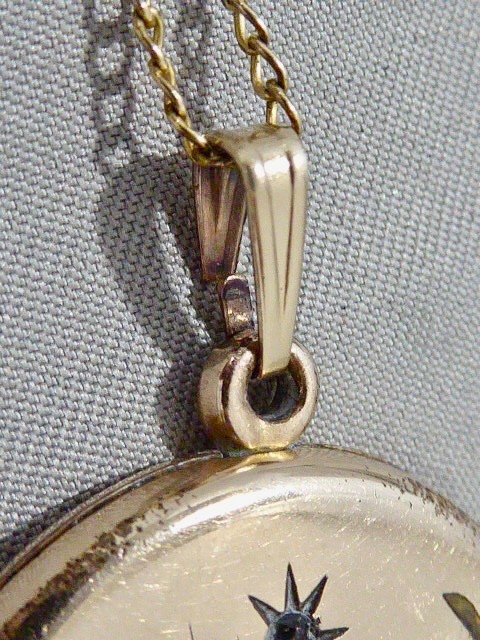 VICTORIAN 14K Y GOLD FILLED SHOOTING STARS LOCKET 1 1/4″ NECKLACE 1874 DATE