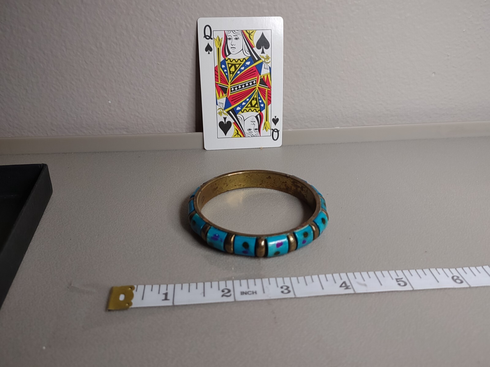 Vintage 7.5 Inch Blue And Purple Spotted Bangle Bracelet