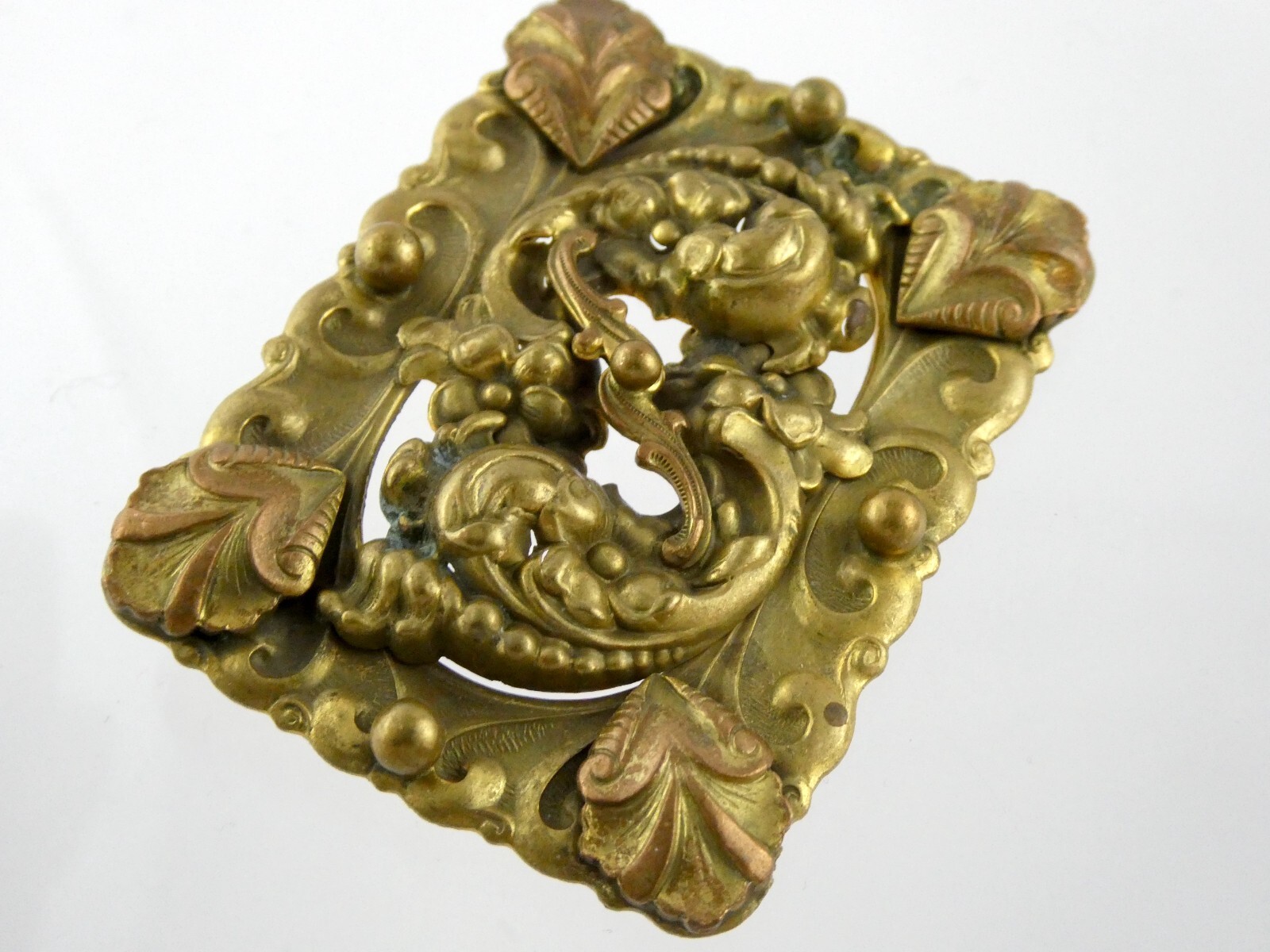 Vintage Brass Goldtone Belt Buckle Style Brooch or Pin Unsigned 25g 2 3/8 Inches