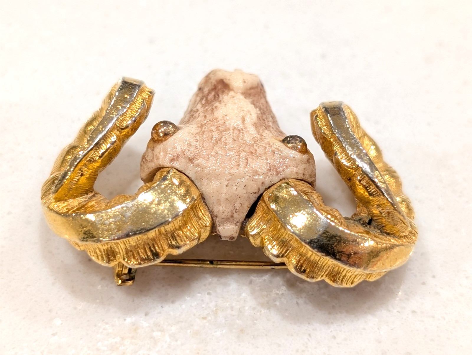 Vintage Signed Razza Zodiac Series Gold Tone Ram Head Aries Brooch Pin 2″