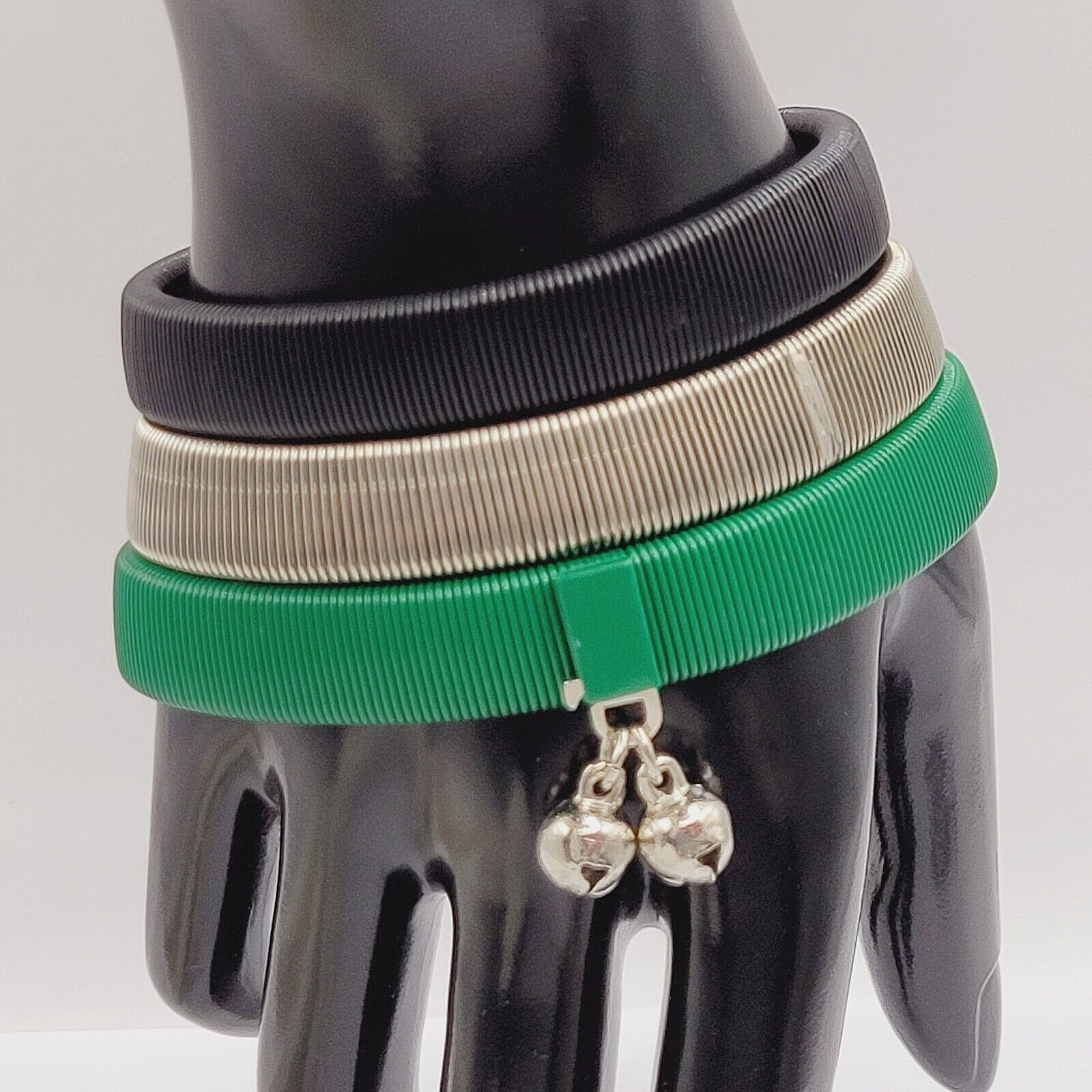 8 Slinky Stretch Coil Shirt Garter Band Style Vintage Bracelet Costume Jewelry