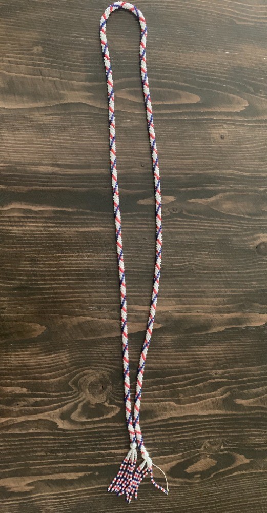 Vintage Necklace and Clip-on Earring set – red, white, blue – Beaded
