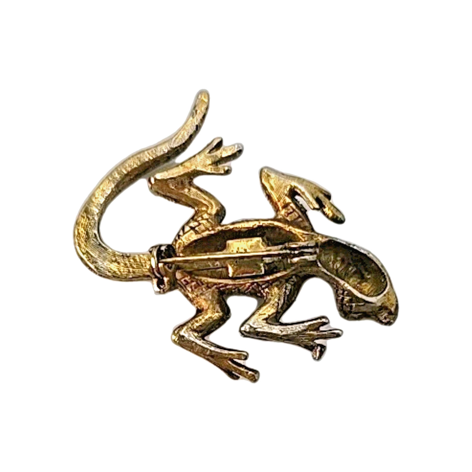 Vintage Brass Lizard Pin Brooch Mid-Century 1950s 1960s Reptile Jewelry