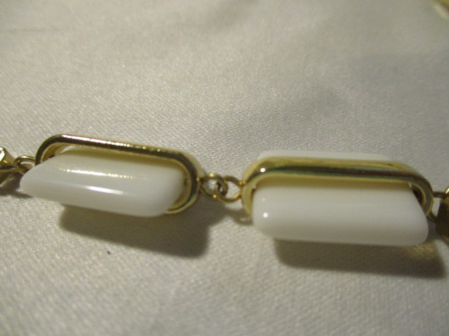 COLDWATER CREEK Goldtone with White Enamel Squares 34″ Long w/ 3″ Extender