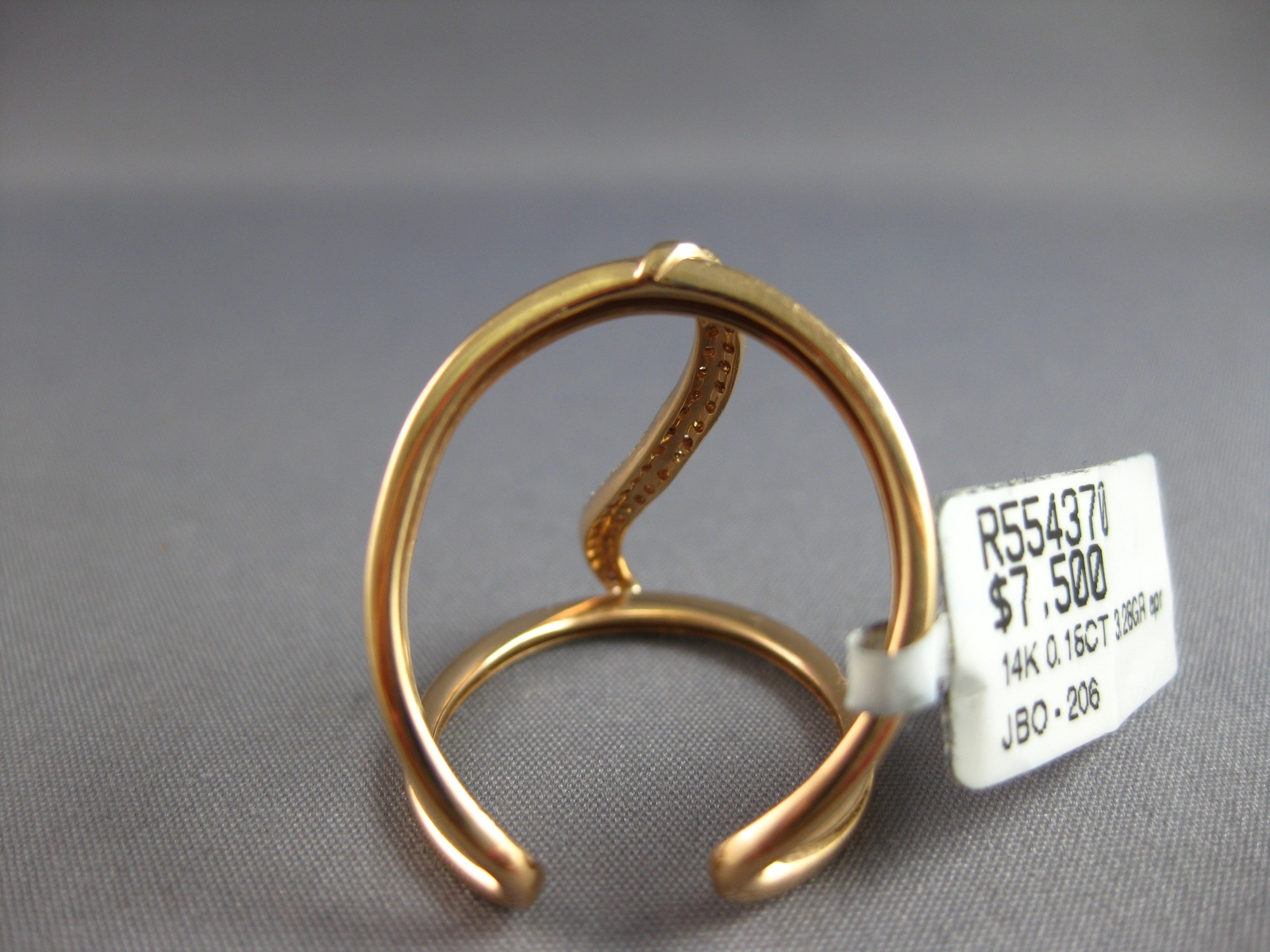 ESTATE LARGE .16CT DIAMOND 14KT ROSE GOLD 3D CLASSIC WAVE TENSION FUN RING