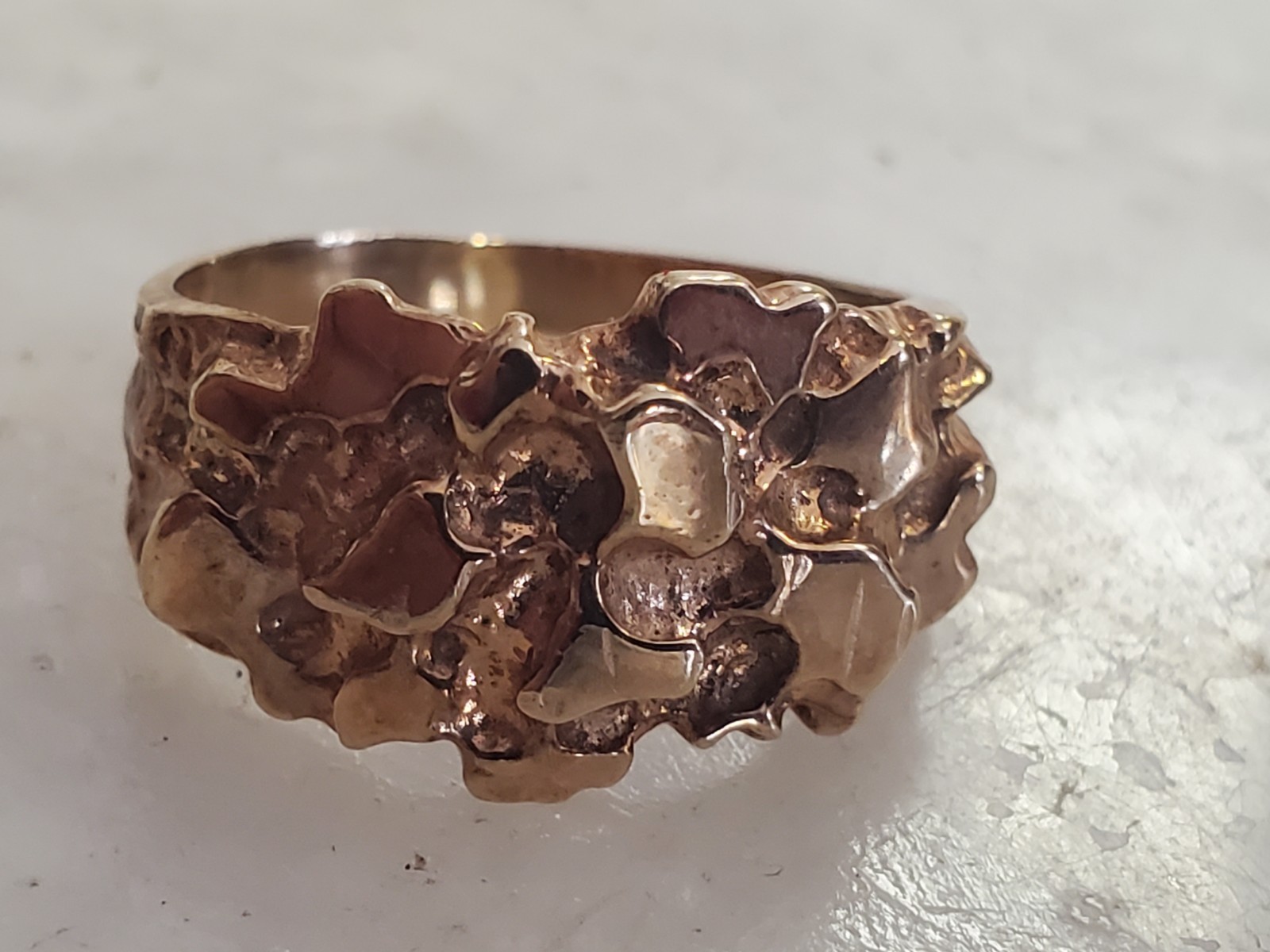 Vintage 14K Gold Plated Nugget Ring Size 6.5