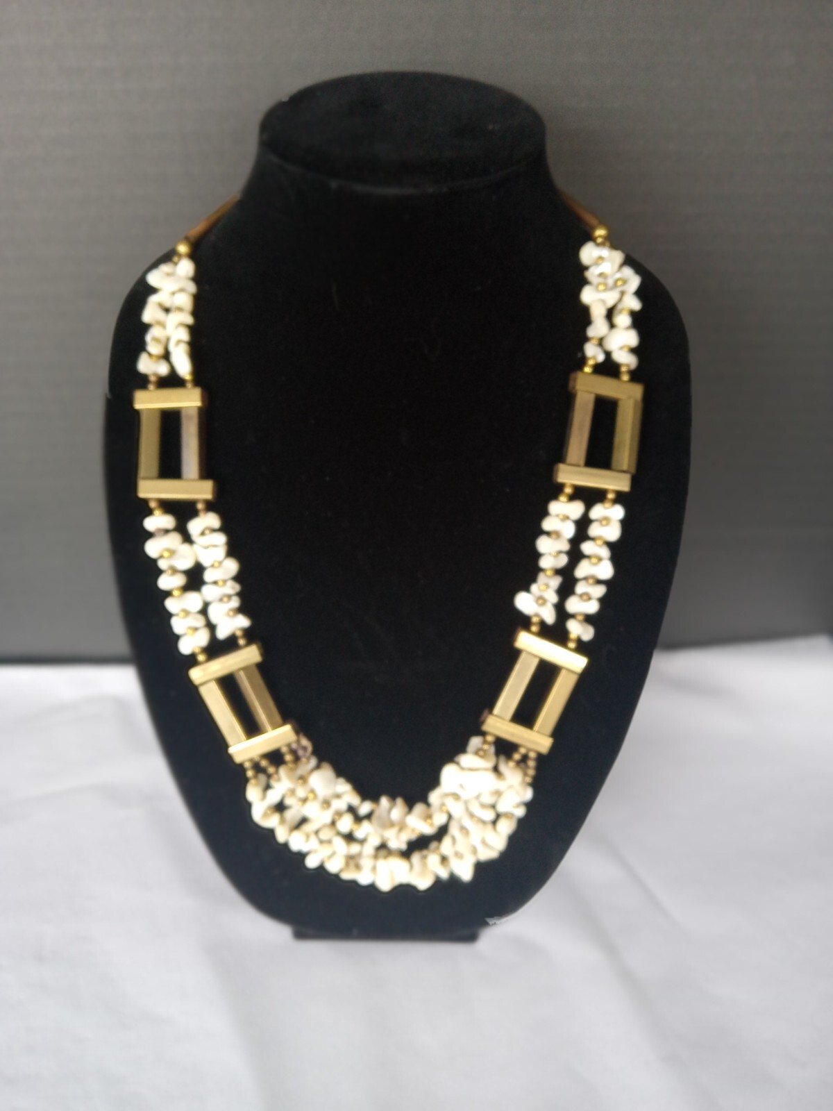 Vintage bronze and shell necklace Statement piece. See photos