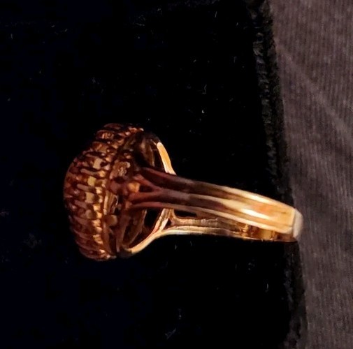 10K Yellow Cat’s Eye Cocktail Ring-Yellow Gold-Synthetic, Vintage MCM