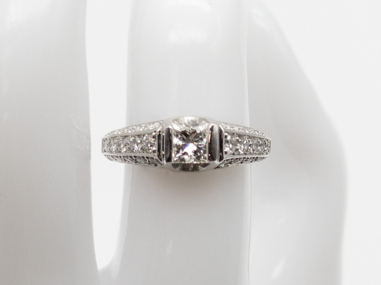 Designer $5000 1.52ct VS H Princess Cut Diamond 14k White Gold Wedding Ring