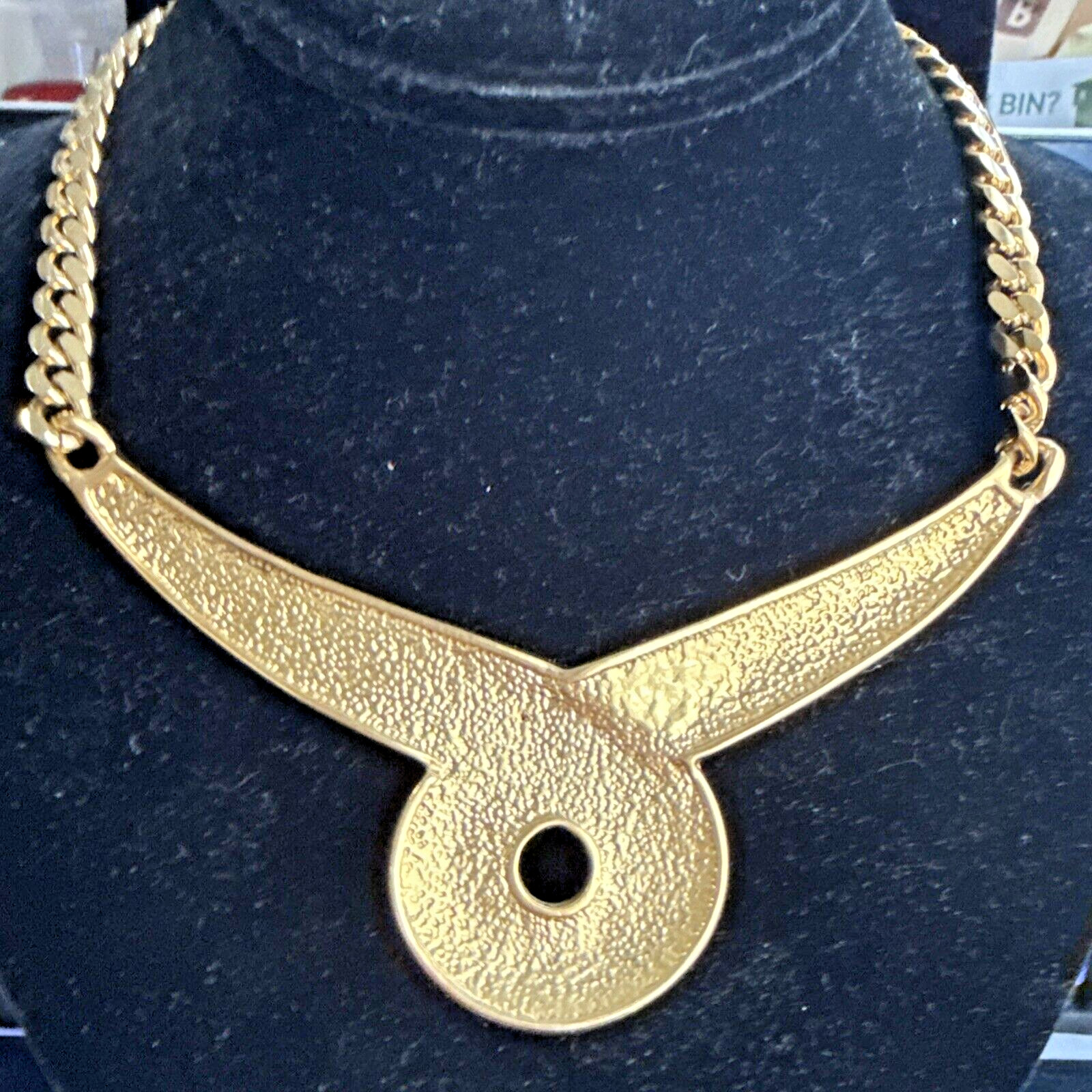 Gold Tone Chevron Multi Colors Stones Necklace