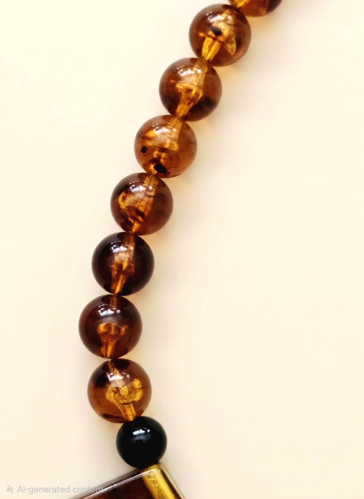 Vintage Lucite Statement Necklace Amber Tortoise Resin Geometric Necklace