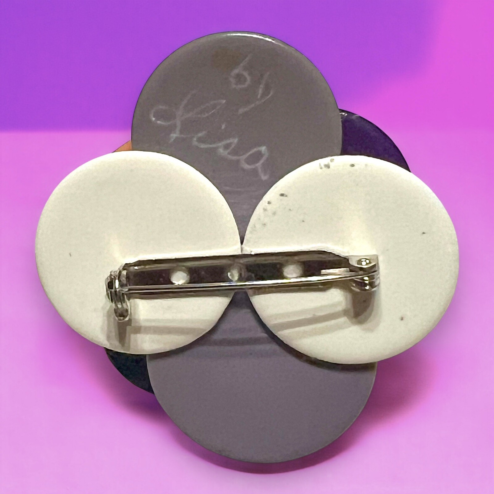 Lavender, Purple, Pink & White Modern Galalith Brooch Early Plastic Bakelite Era