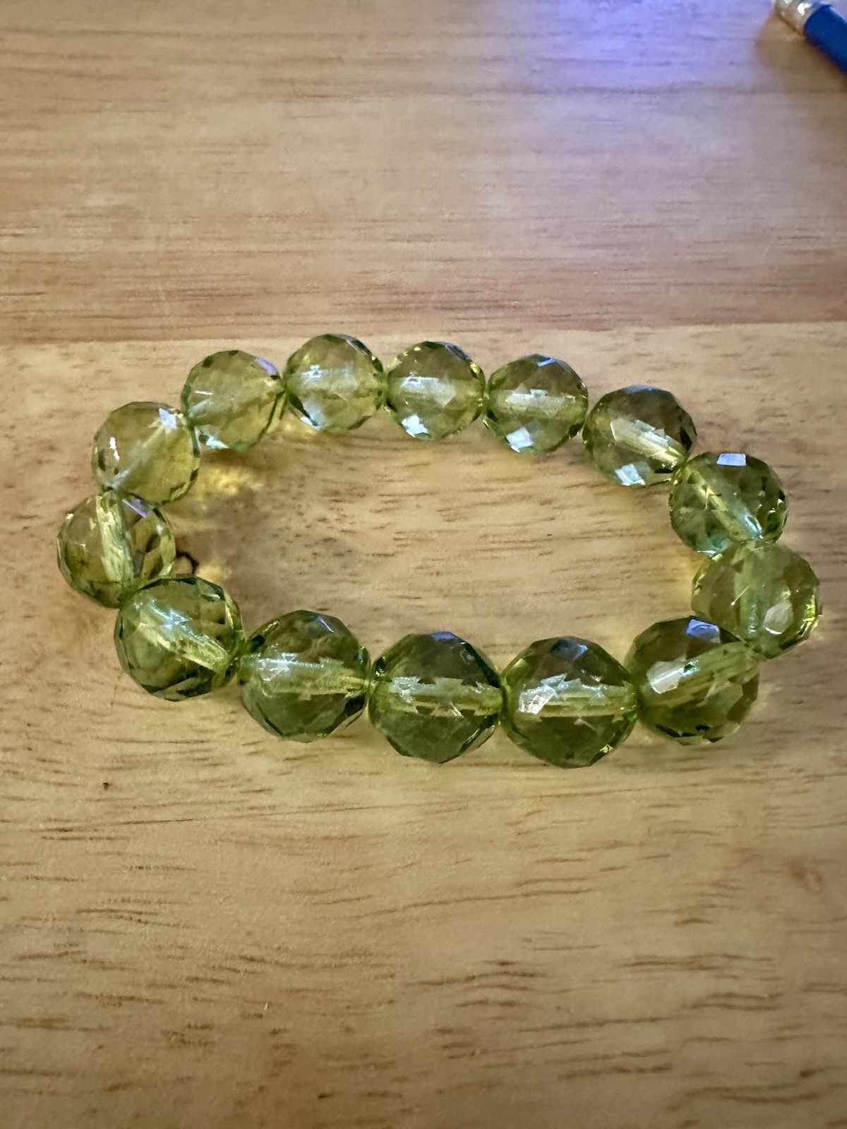 Vintage Green Faceted Stretch Bracelet.